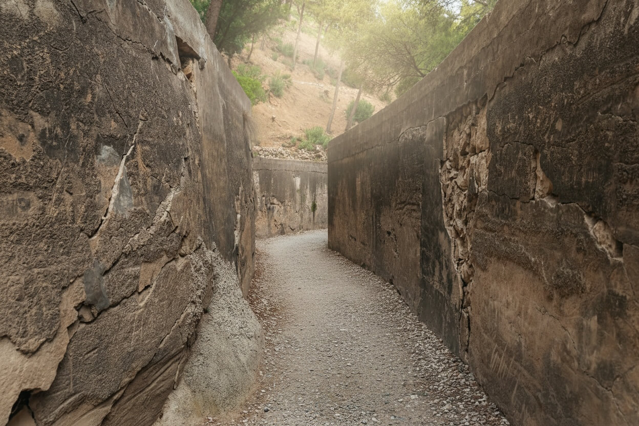 Caminito del Rey north access trail through gorge